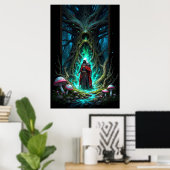 Poster Enchanting Forest Scene with Mysterious Figure (Bureau à domicile)