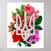 Poster Encore botanique et trident ukrainien tryzub (Devant)