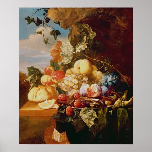 Poster Encore la vie avec des fruits et des fleurs (Devant)