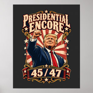 Poster Encore Présidentiel Poing Levé 45/47