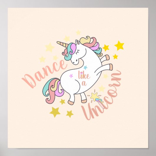 Poster Encouragement de licorne mignonne (Devant)