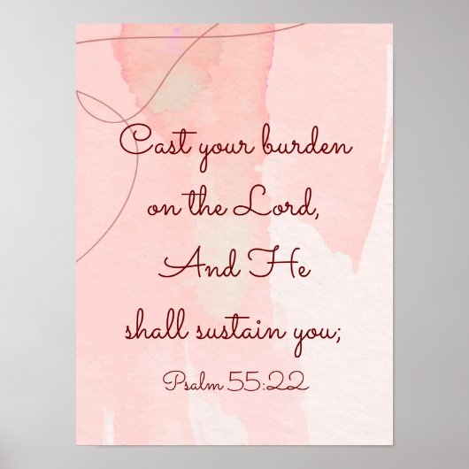 Poster Encouragement inspirationnel Bible Verse Psaume 55 (Devant)