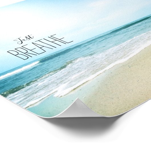 Poster Encouragement Just Breathe at the Beach (Coin)