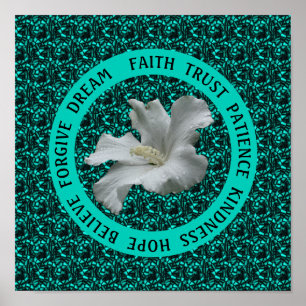 Poster Encourager les mots Hibiscus Inspirationnel