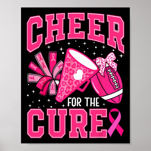 Poster Encouragez Pour La Cure Léopard Cheer Rose Footll (Devant)