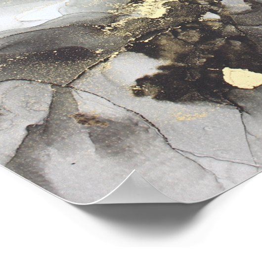 Poster Encre Abstraite d'alcool noir (Coin)