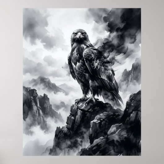 Poster Encre Aigle Tempête Crags (Devant)