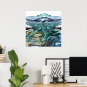 Poster encre bleue or abstraite (Bureau à domicile)