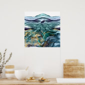 Poster encre bleue or abstraite (Cuisine)