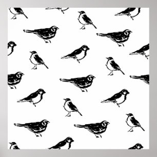 Poster Encre bracelet oiseau vintage sans couture encre,