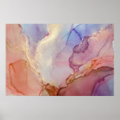 Poster Encre d'alcool Abstraite Purple Peach Gold (Devant)