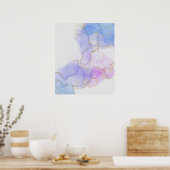 Poster Encre d'alcool rose, pourpre et bleu (Cuisine)