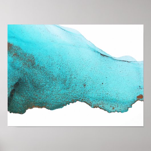 Poster Encre d'alcool Turquoise Turquoise Abstraite (Devant)