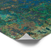 Poster Encre d'alcool vert foncé et bleu Abstrait (Coin)