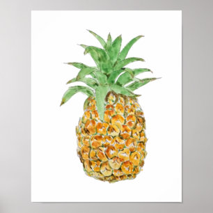 Poster encre d'ananas et aquarelle