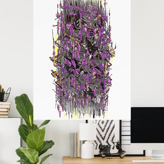 Poster encre de tempête Techno (Bureau à domicile)