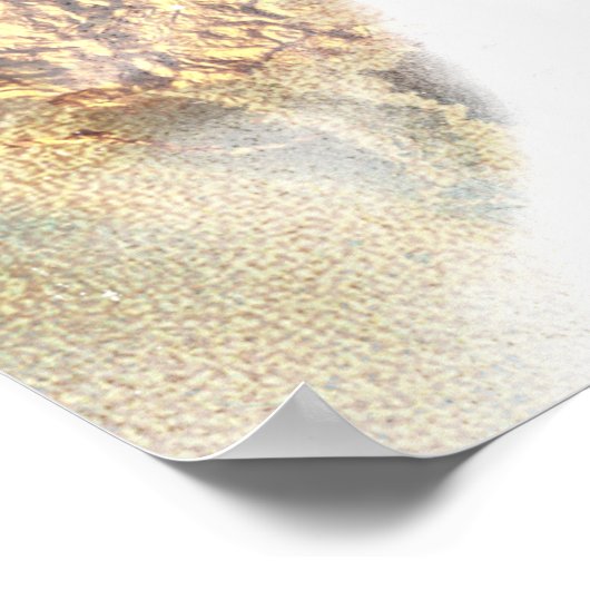 Poster Encre marbrée Turquoise et or (Coin)