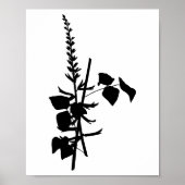 Poster Encre Noire moderne Art Floral Fleur sauvage Abstr (Devant)