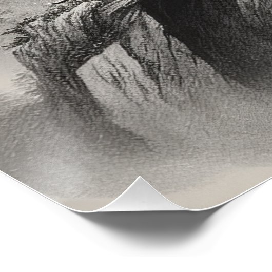 Poster Encre sur papier Paysage (Coin)