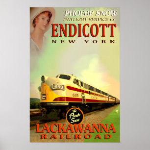 Poster ENDICOTT New York Erie Lackawanna Railroad PHOEBE