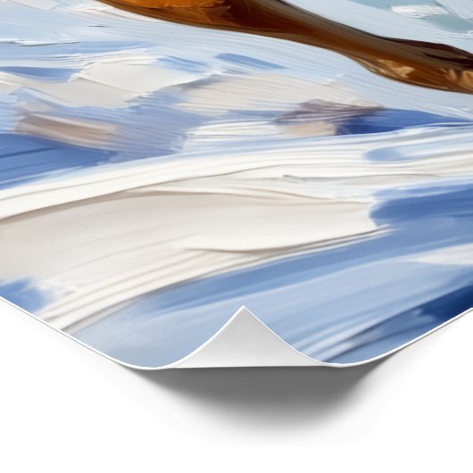 Poster Energetic Boxer Dog Leaping in Winter Snow Fun (Coin)