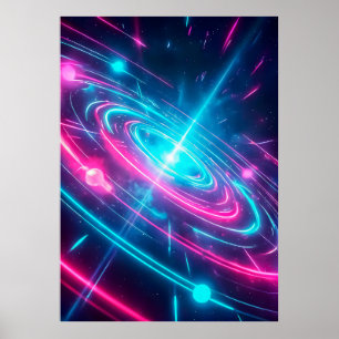 Poster Énergie Cosmique Bleue Froide Univers Abstrait