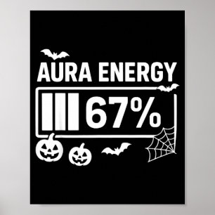Poster Énergie d'aura 67 pour cent 6 7 mème halloween 