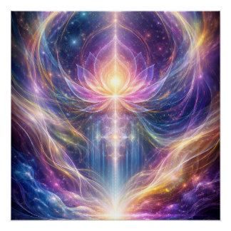 Poster Énergie de Lotus Céleste – Spirituel Abstrait Nouv