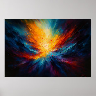 Poster Énergie Déchaînée Art Cosmique Abstrait Lumineux