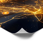 Poster Énergie électrique Abstraite avec éclair doré (Coin)