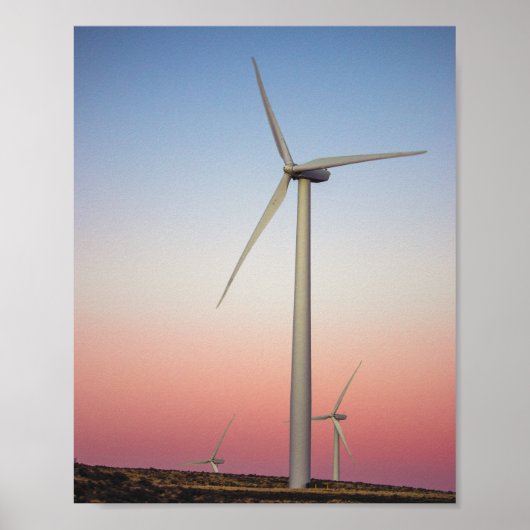 Poster Énergie éolienne de la ferme à Dusk (Devant)