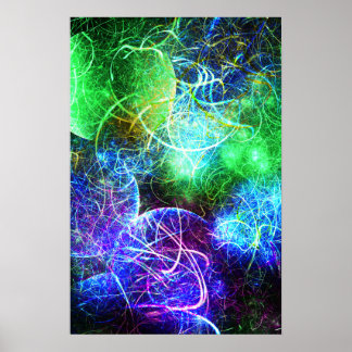 Poster Énergie néon électrique Art fractal