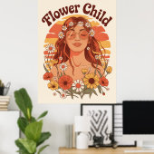 Poster Enfant à fleurs (Bureau à domicile)