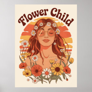 Poster Enfant à fleurs