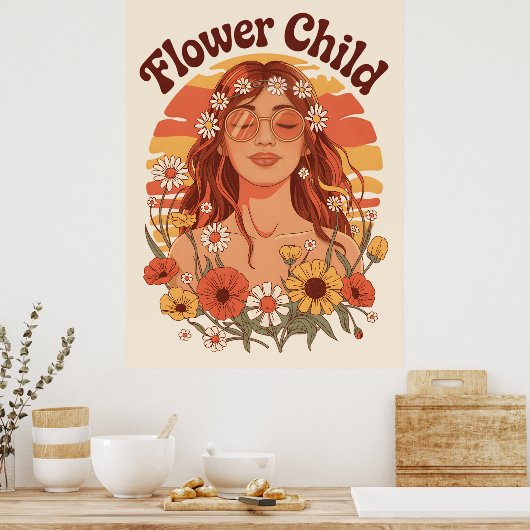Poster Enfant à fleurs (Cuisine)