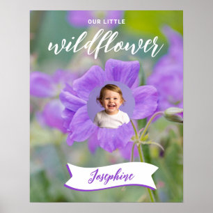 Poster Enfant à la Fleur Sauvage Violette Photo et Nom Pe
