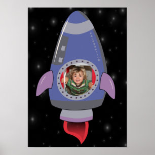 Poster Enfant à Rocket Ship Space Travel Room
