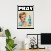 POSTER ENFANT CATHOLIQUE PRIER VIERGE MARIE PROLIFE (Bureau à domicile)
