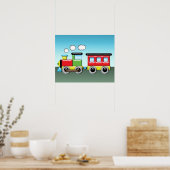 Poster Enfant coloré ; s Locomotive & Caboose (Cuisine)