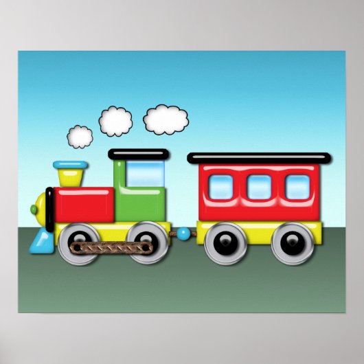 Poster Enfant coloré ; s Locomotive & Caboose (Devant)