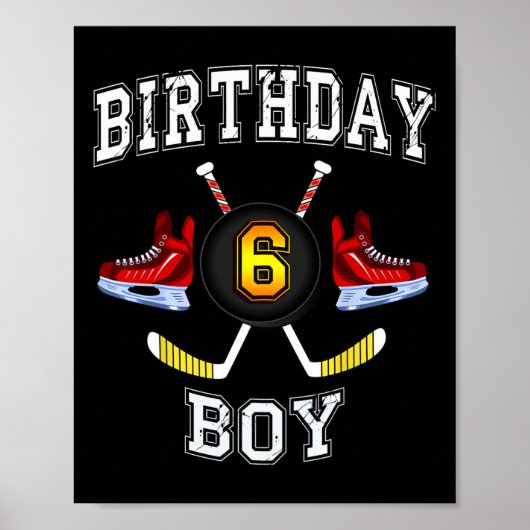 Poster Enfant de 6e anniversaire - Ice Hockey 6 ans (Devant)