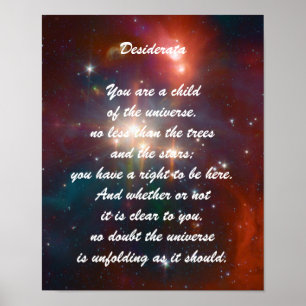 Poster Enfant de Desiderata de l'univers