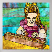 Poster Enfant de Montessori avec bloc de cylindres sensor (Devant)