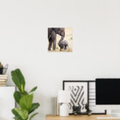 Poster Enfant éléphant avec amour maternel (Bureau à domicile)