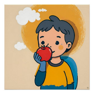 Poster Enfant Et Pomme