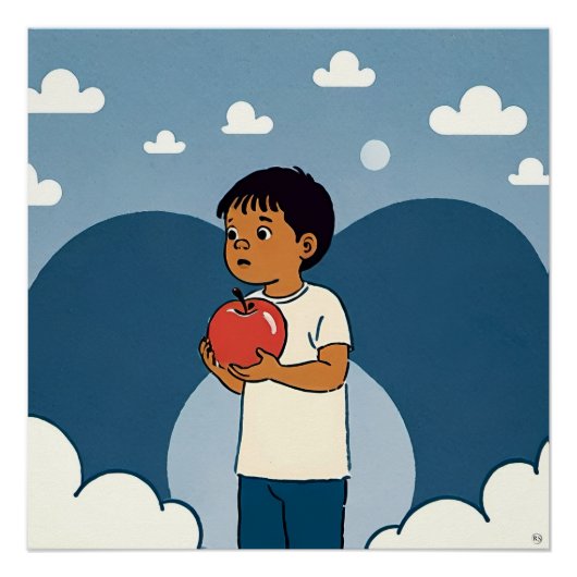 Poster Enfant Et Pomme (Devant)