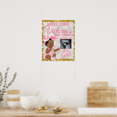Poster Enfant ethnique fille rose Baby shower photo Bienv (Cuisine)