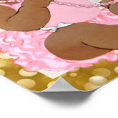 Poster Enfant ethnique fille rose Baby shower photo Bienv (Coin)