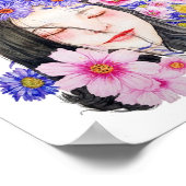 Poster Enfant floral sur blanc (Coin)