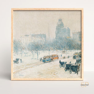 Poster Enfant Hassam hiver en Union Carré peinture art